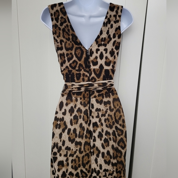 NWOT Rare Unique Vintage Sleeveless Knit Leopard Print Montgomery Jumpsuit - Picture 12 of 14